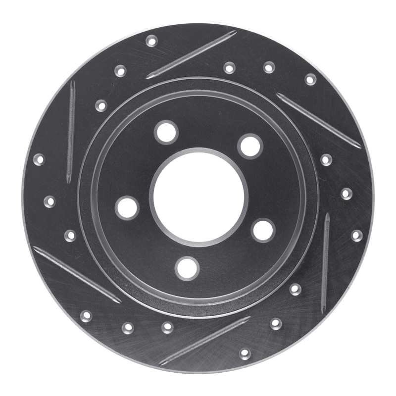 Ford Mustang Brake Rotor (1) - Rear Right - R1 Concepts - Drilled & Slotted - Silver - `94-`04